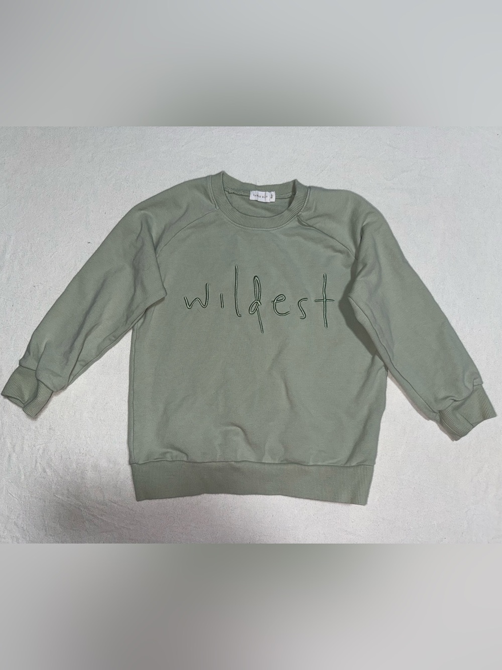 Jamie Kay Sage Green 'Wildest' Embroidered Crewneck Sweatshirt